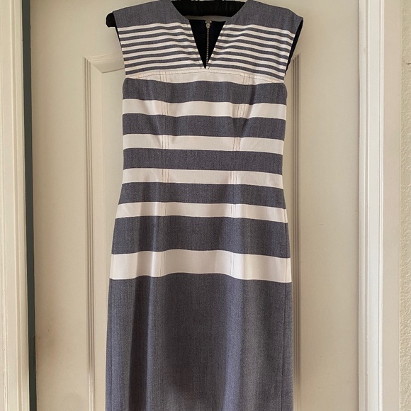 Tommy Hilfiger Business/Casual Nautical Grey White Stripe Dress, Size 4 - Picture 1 of 5